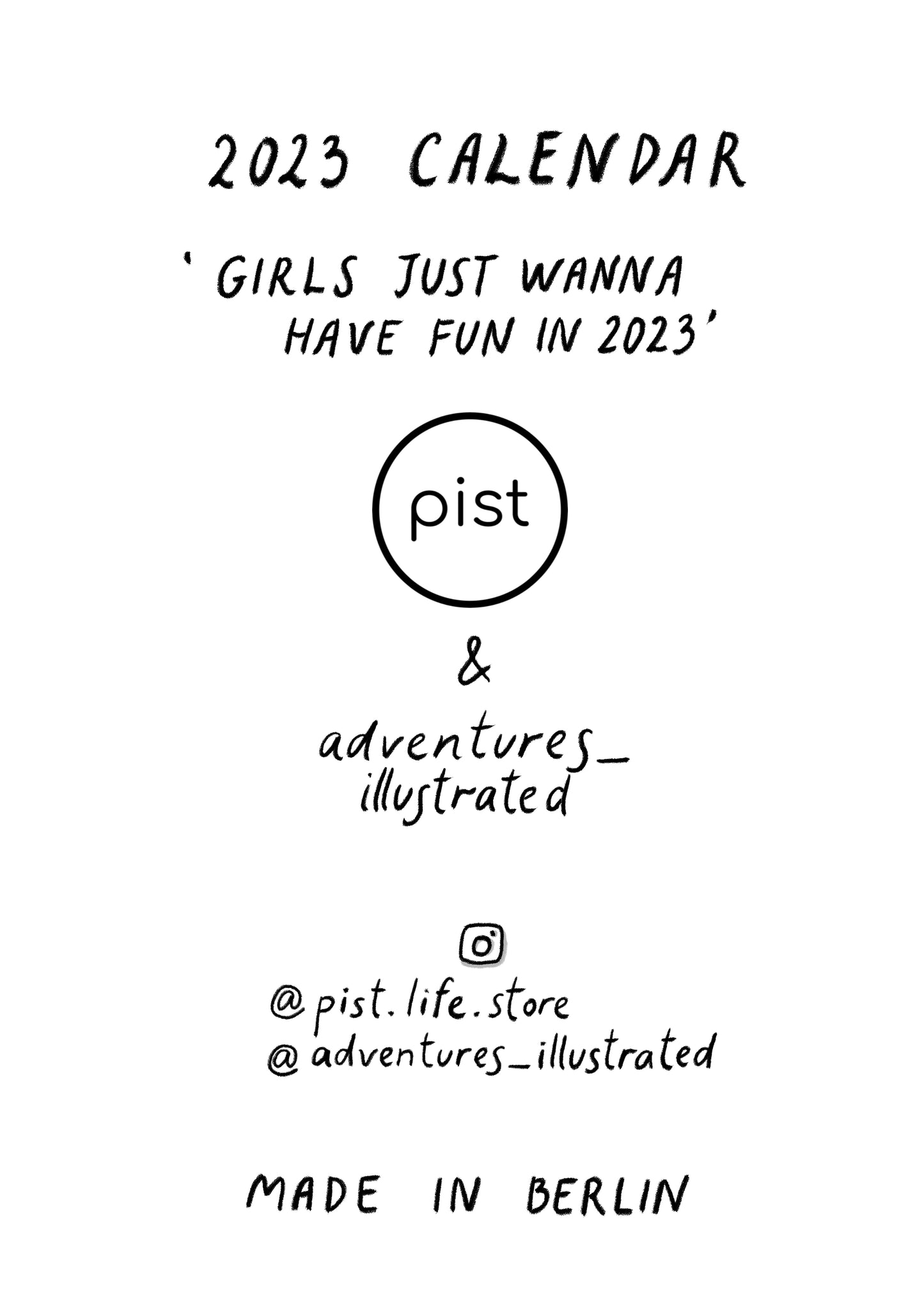 2023 calendar "girls wanna have fun in 2023"